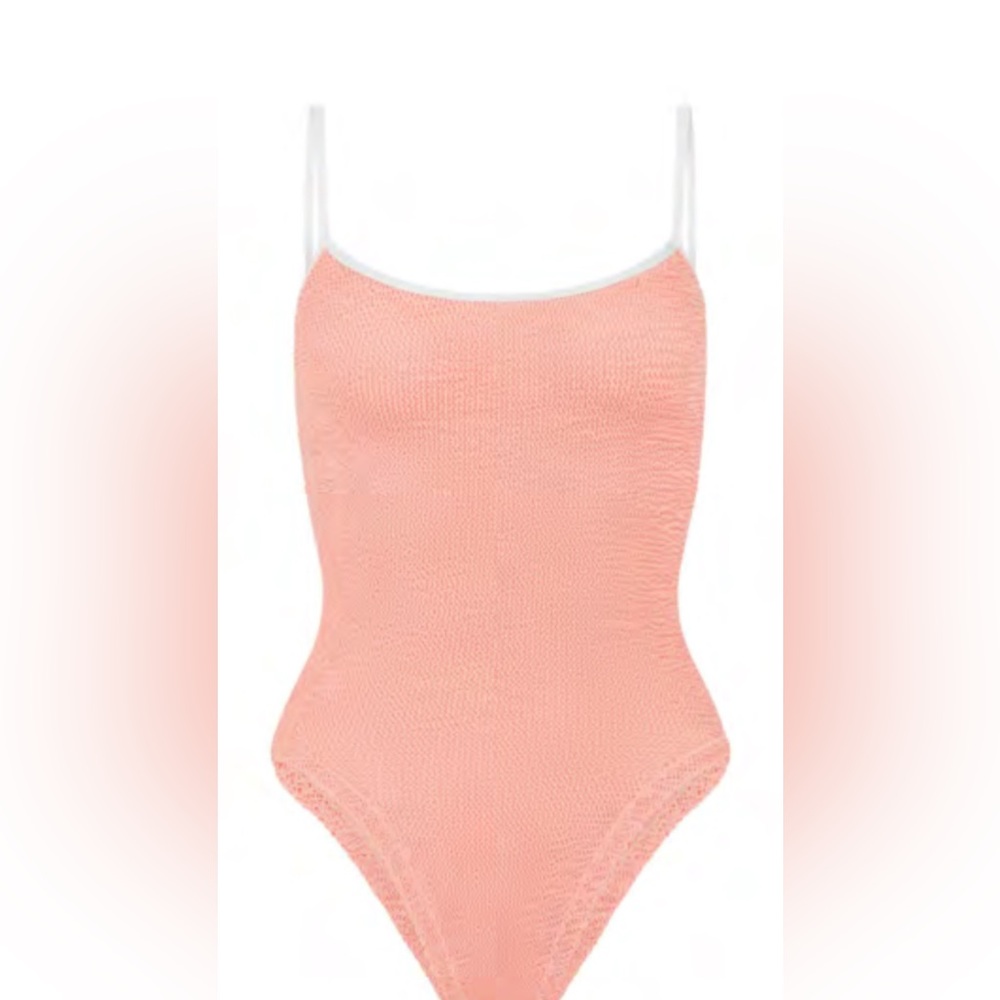 Hunza G women’s one piece NWT pink and white trim